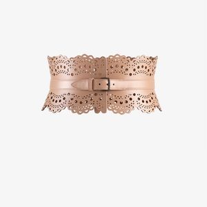 OPENWORK LEATHER BUSTIER BELT color SANDY